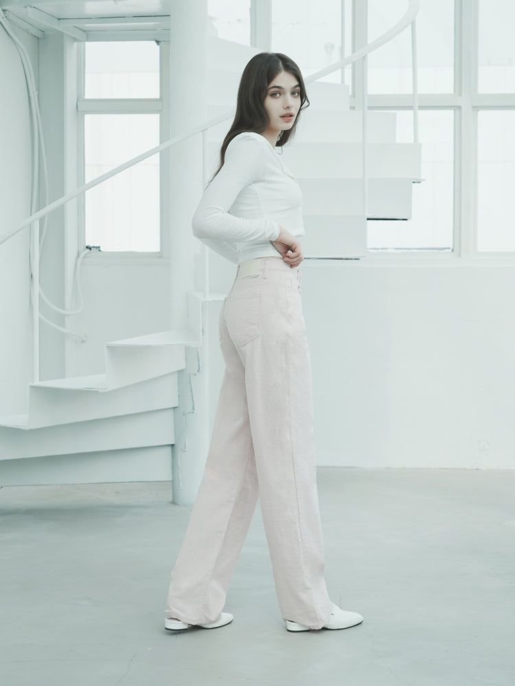 W1010 LINEN WIDE PANTS_PINK