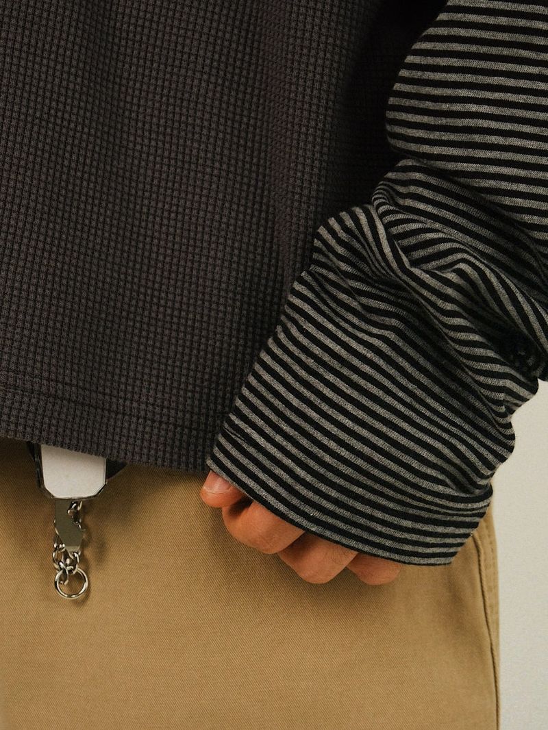 SO Waffle Stripe Layered Long Sleeves