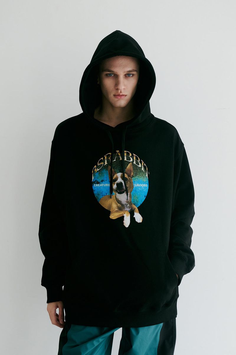 BSRABBIT(ビエスラビット)の「BSR2223FWPO054 LUCKY SPACE HOODIE BLACK(Tops)」