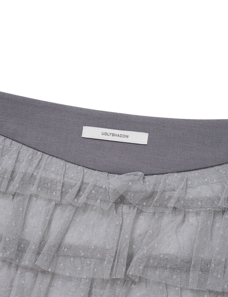 DOT MESH CANCAN SKIRT(GREY)