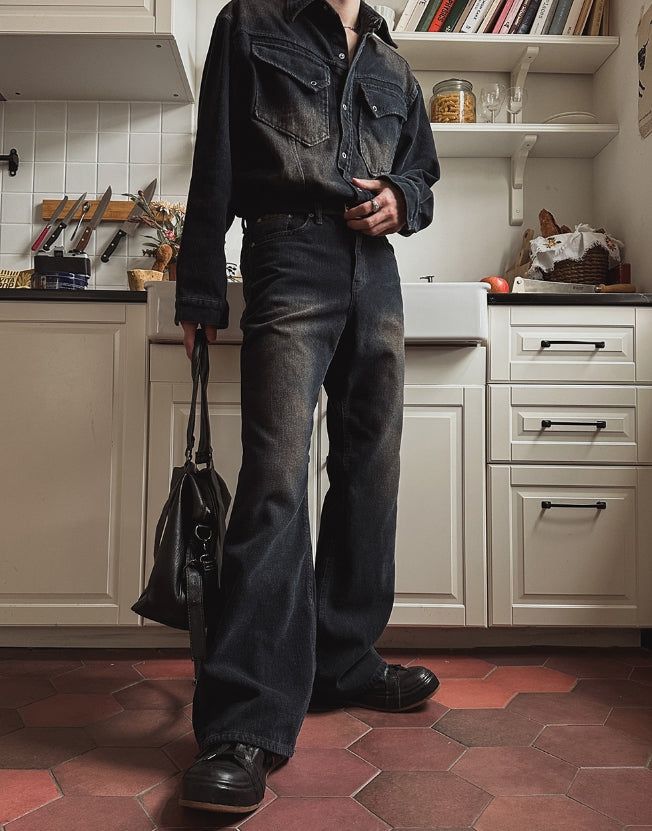 2PLAN（ツープラン）の「Fracture Bootcut Brushed Denim Pants（Pants）」