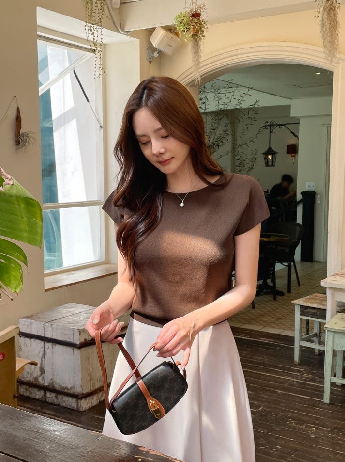 iam mari（アイアム マリ）の「Niel Round Neck Cap Sleeve Short Sleeve Knit（Tops）」