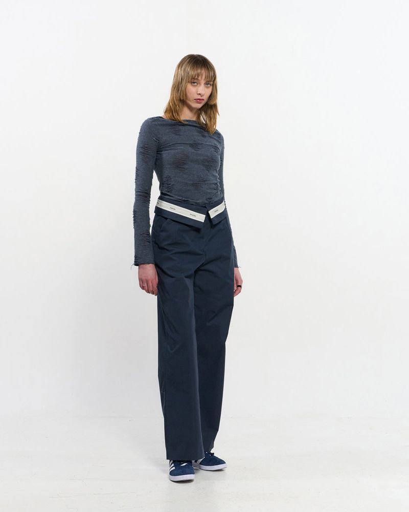 Fold Over Wide Slacks _ NAVY