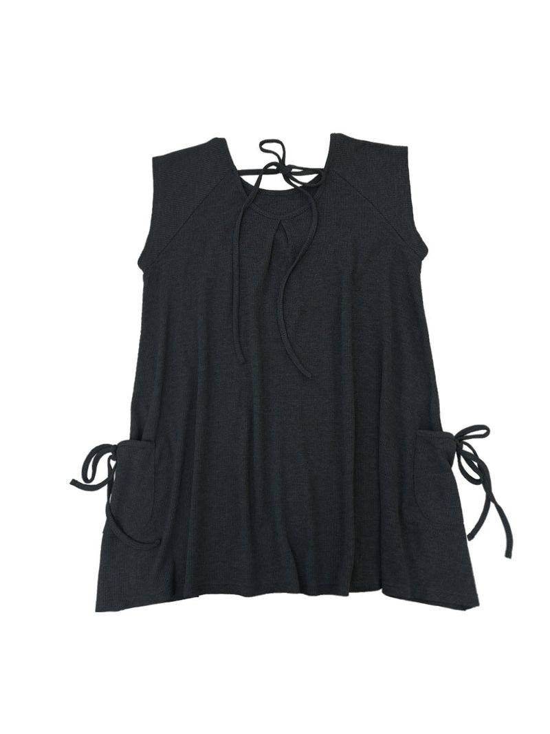 Pintuck waffle flare dress  / gray