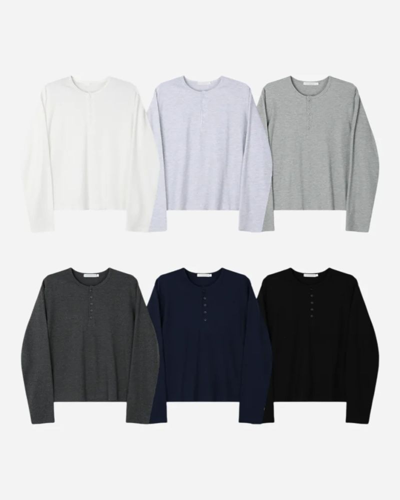スポヘンリーネックワッフルロングスリーブ T