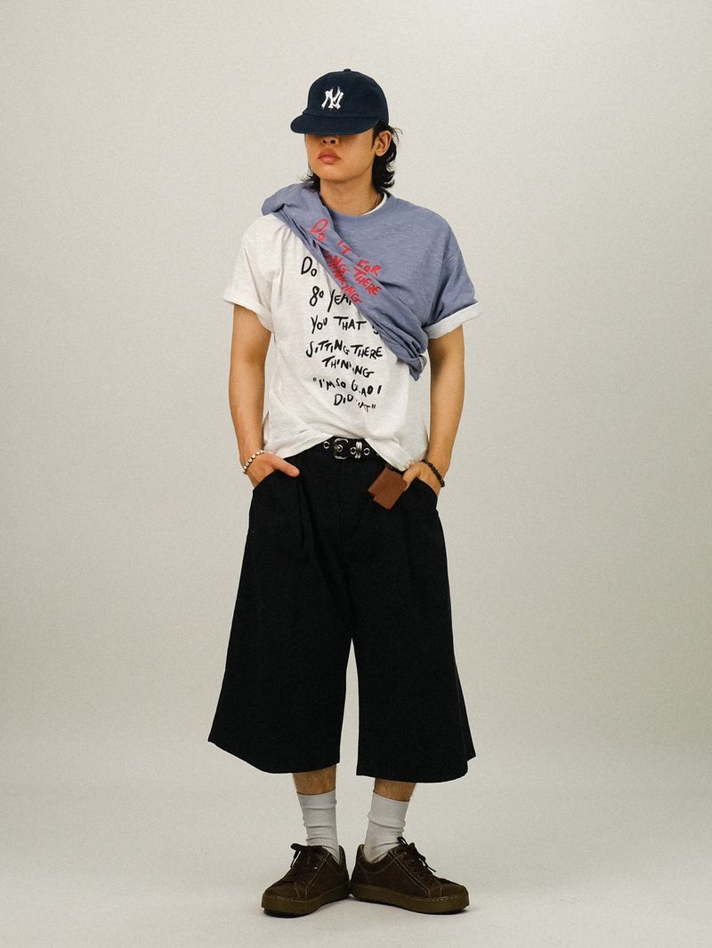 SE キャション ディープ ピンタック バミューダ パンツ