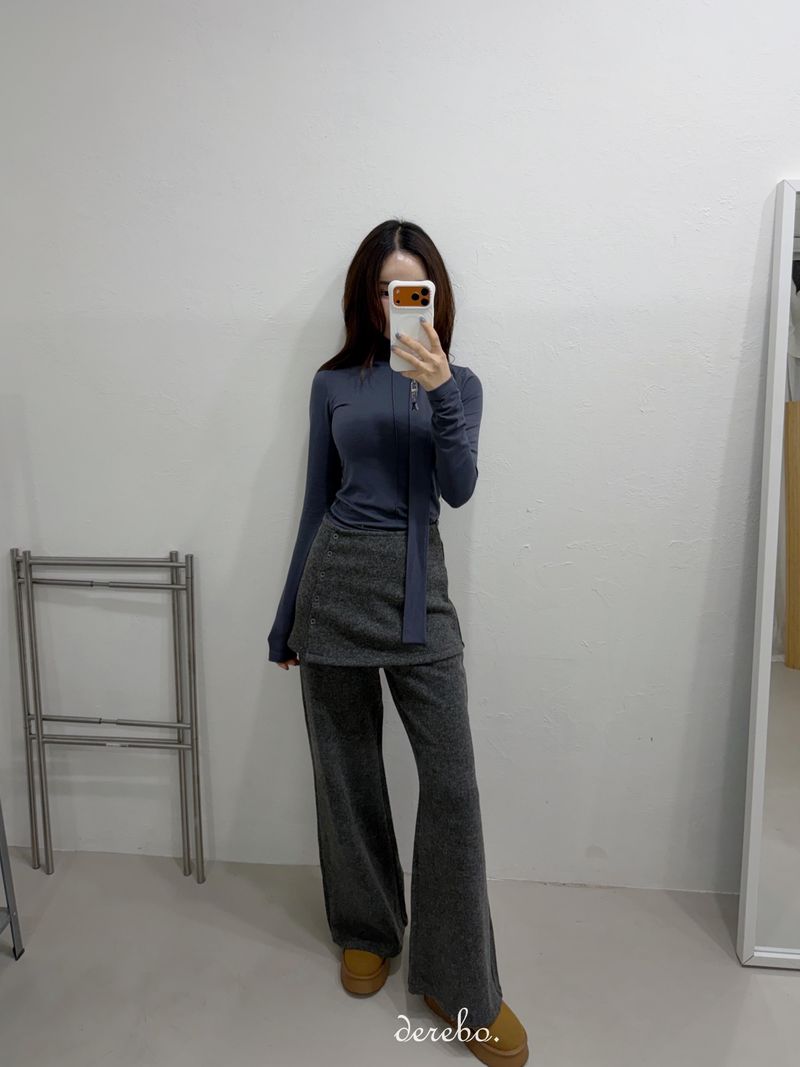 Layered skirt long knit pants