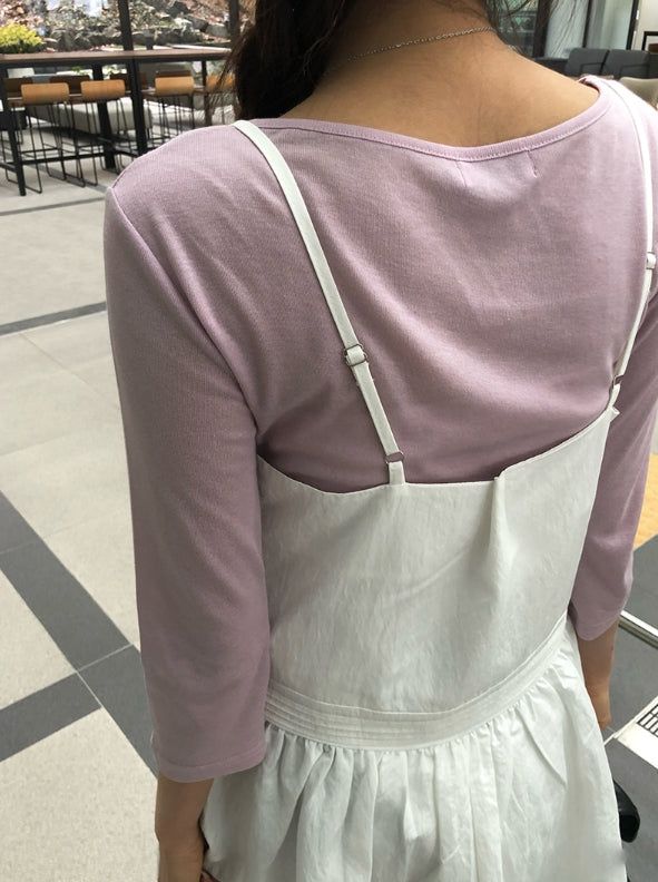 Deton Tencel Basic Round Three Quarter Sleeve T-Shirt