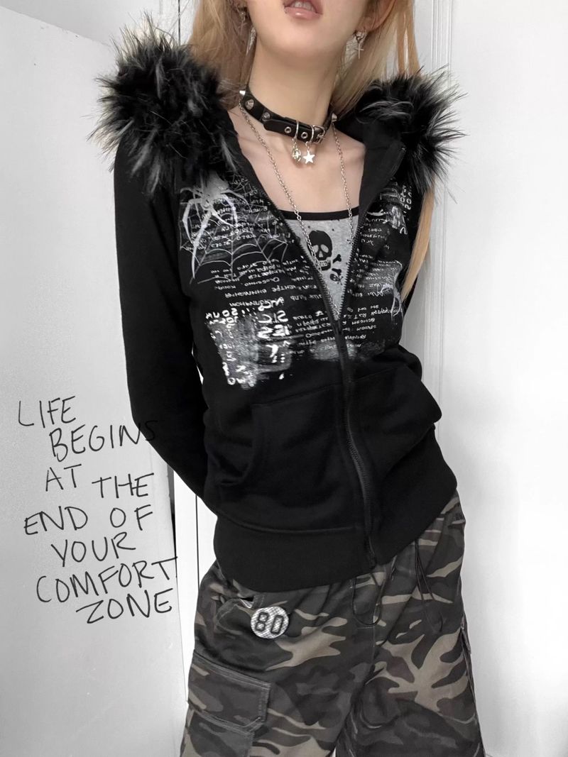 Fur Collar Zipper Hoodie
