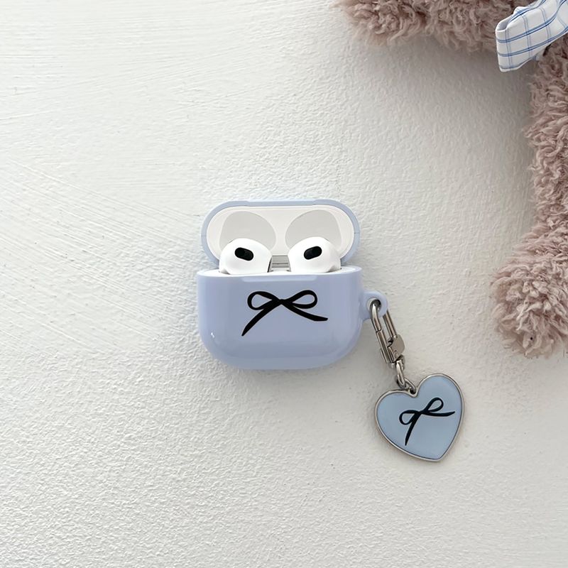 ribbon heart epoxy keyring(lavender blue)