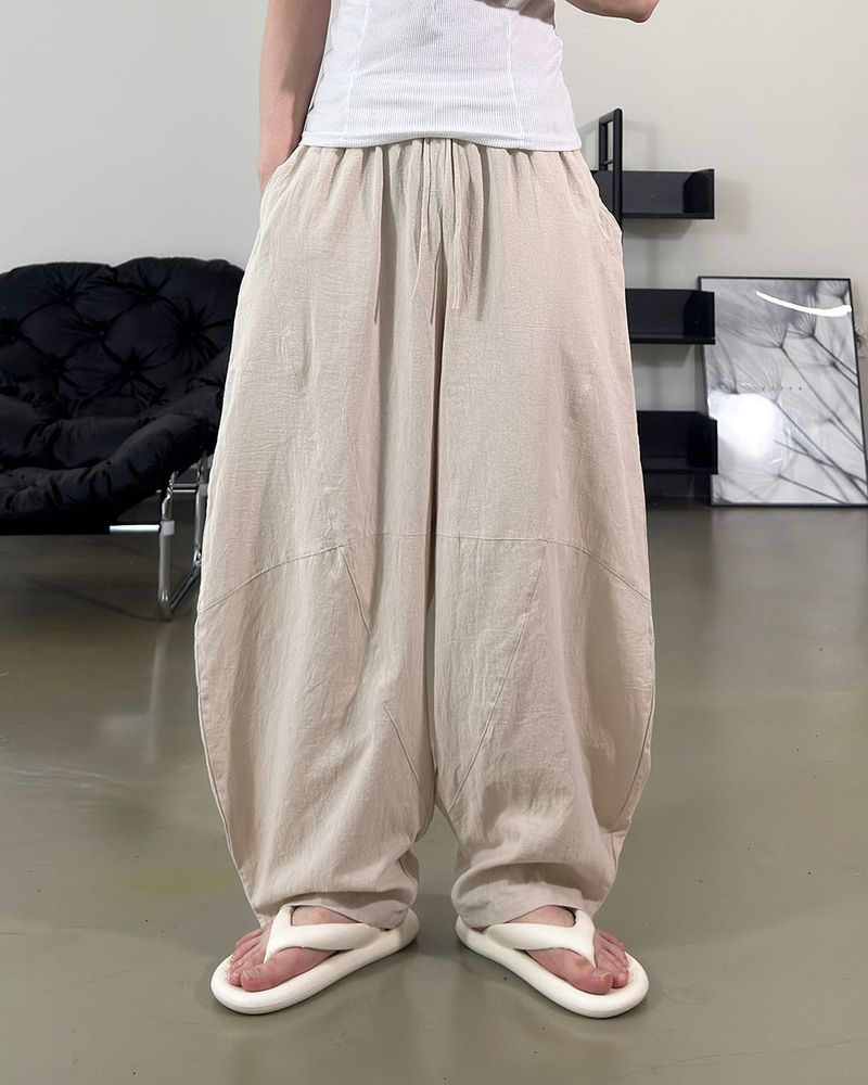 Beo Curved Linen Balloon Pants