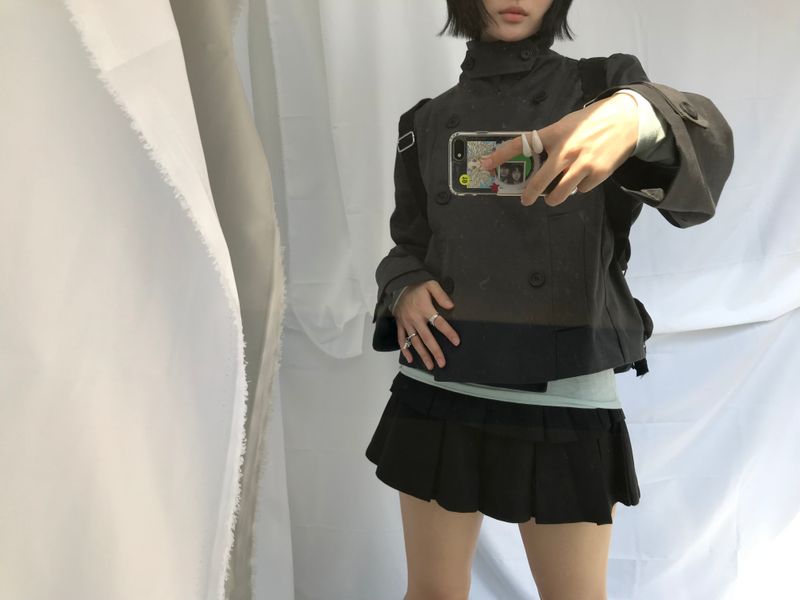double frill pleated skirt
