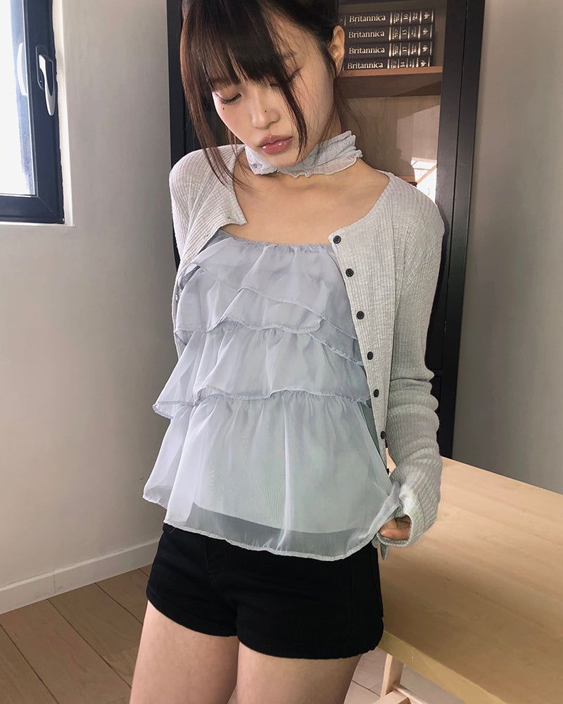 Juten Frill Bustier Sleeveless Blouse