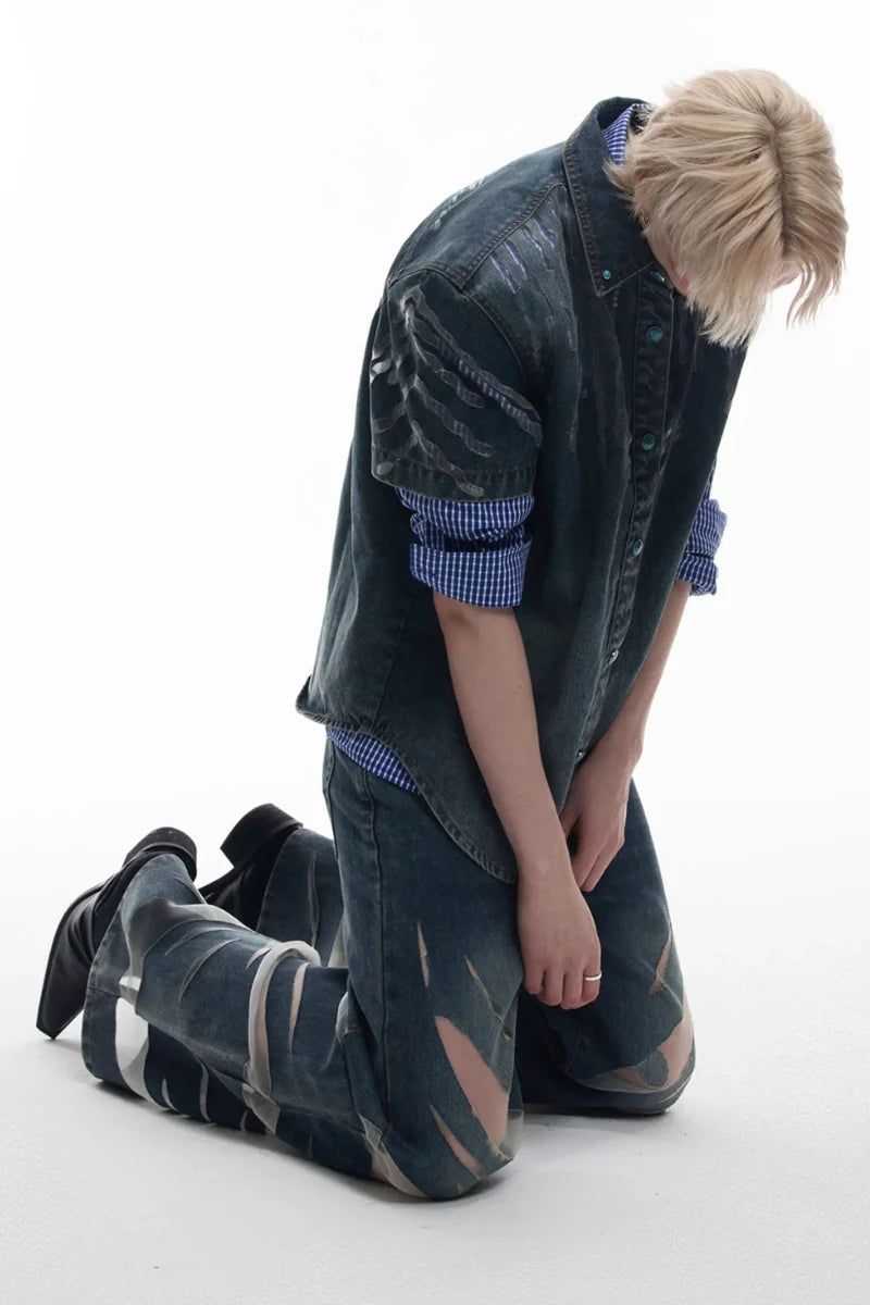 Mesh Panel Denim