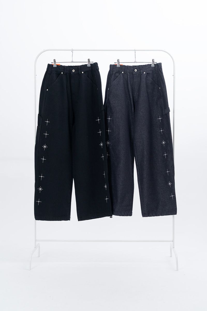 Gelly Embroidery Cross Carpenter Pants