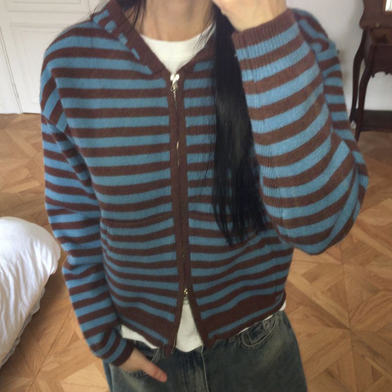 [MADE] Anton Stripe Pocket Two-Way Knit Zip-Up