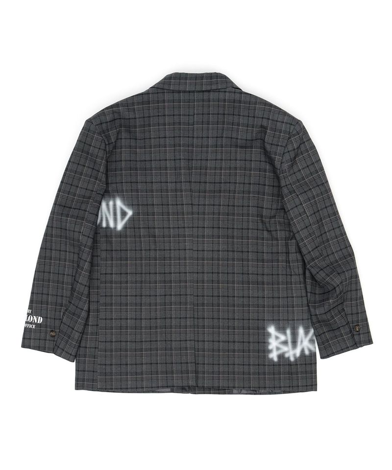 BBD Graffiti Logo Piercing Plaid Oversized Blazer (Charcoal)