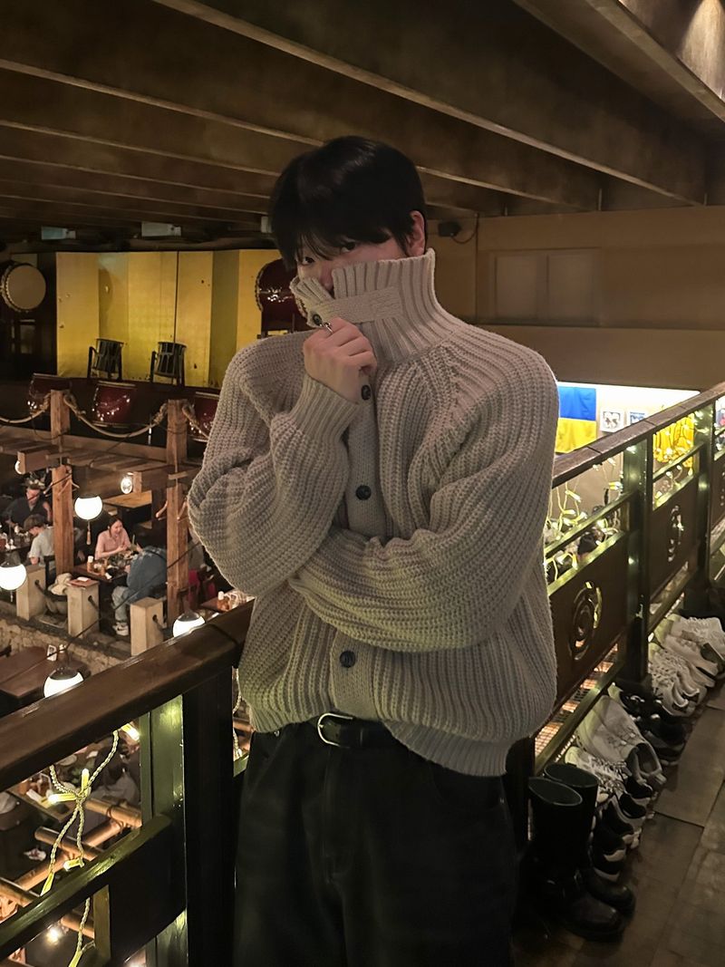 Modern High-Neck Belted Cardigan