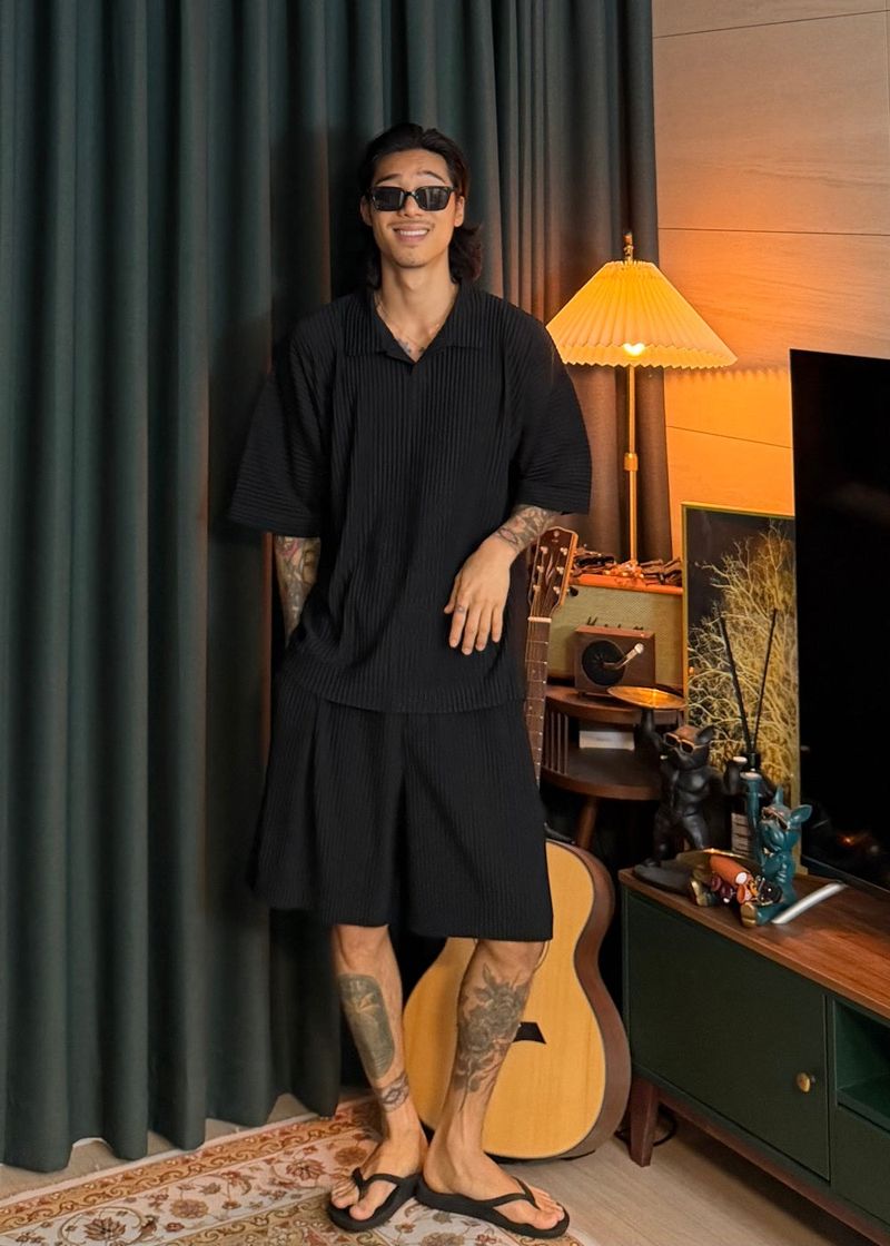 [ VIR Style Original ] INKKI Buttonless Pleated Wide Half Pants 