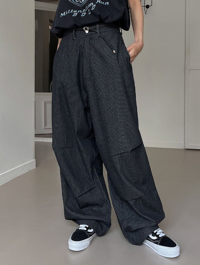 Pay wide pintuck striped denim