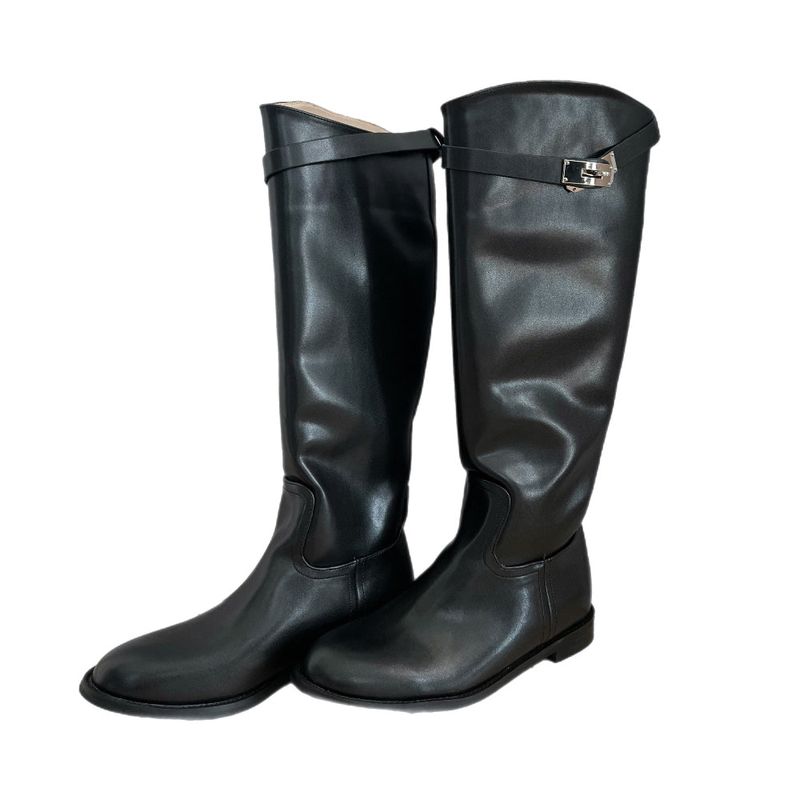 Maison Core Classic Buckle Leather Long Boots