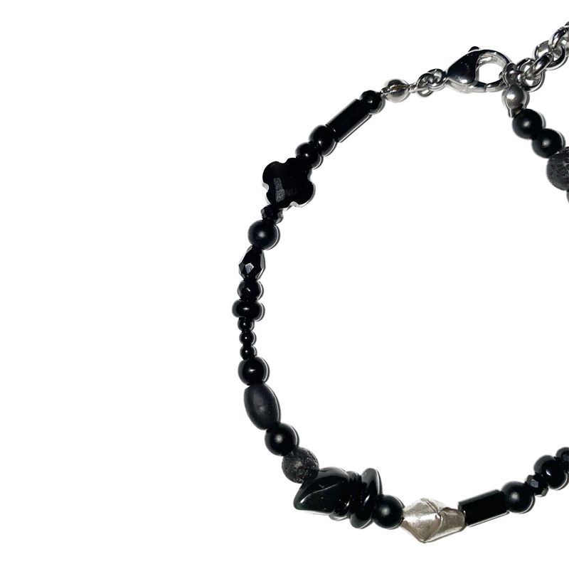 karen silver black gemstone bracelet 