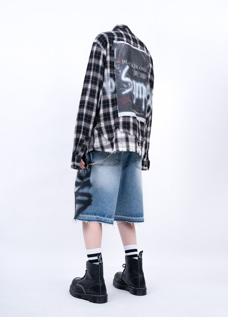 BBD Side Sprayed Custom Denim Shorts (Blue)
