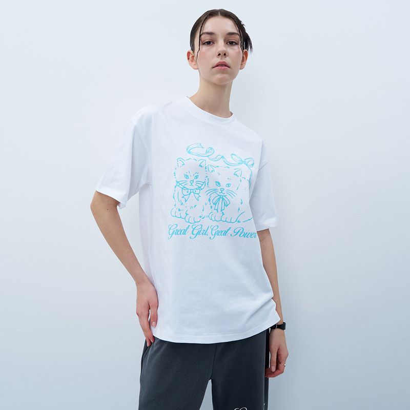 NCOVER(エンカバー)の「RIBBON CATS TSHIRT-WHITE(Tops)」