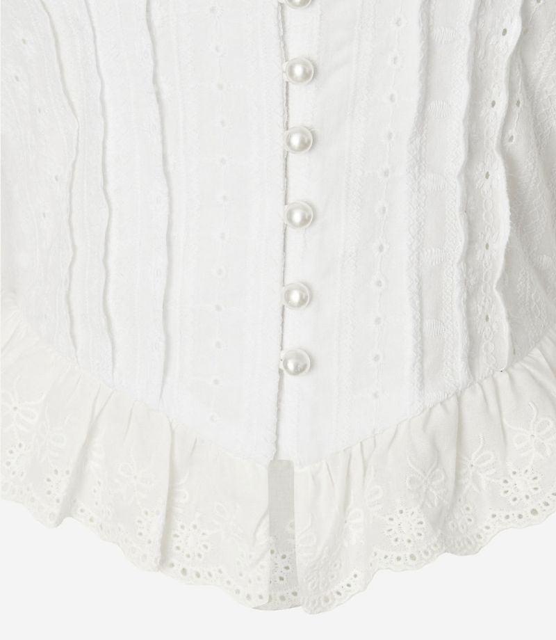 ROSÉ 2 Off-Shoulder Pintuck Lace Blouse