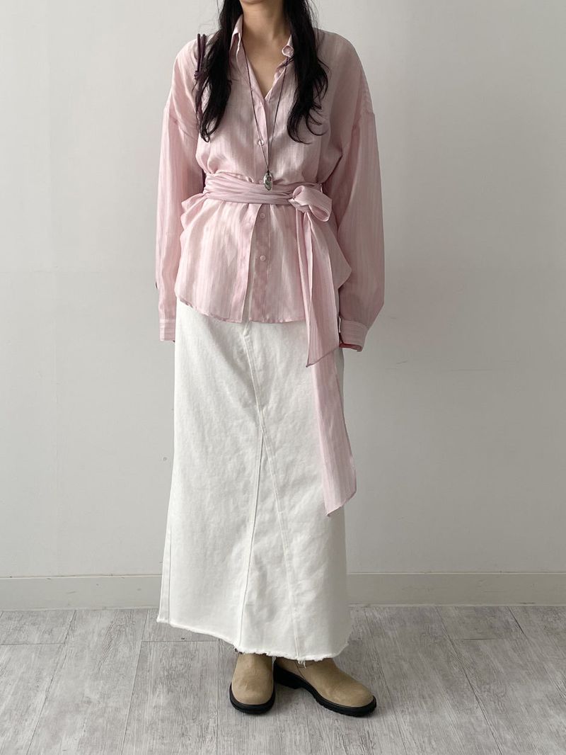 INCHANT ME(インチャントミー)の「Deep Slit Cotton Long Denim Skirt(Skirts)」