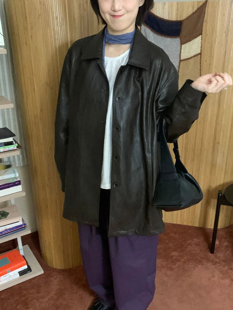 Curved Leather Jacket