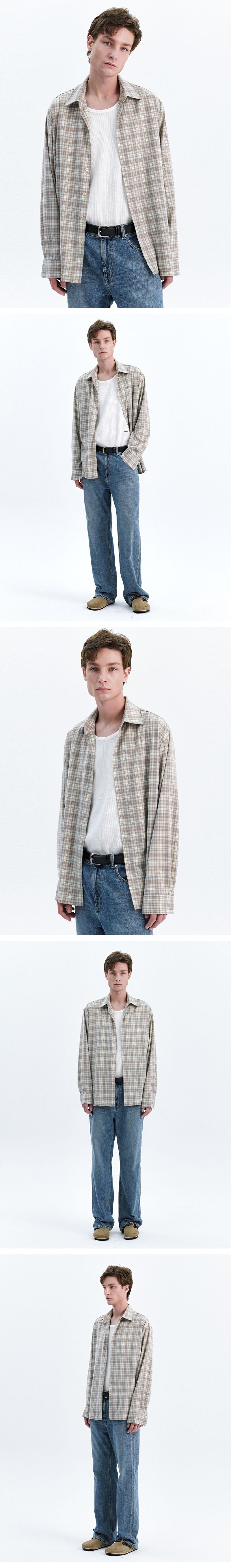 SOFT AND MILD MINIMAL CHECK SHIRT_BEIGE