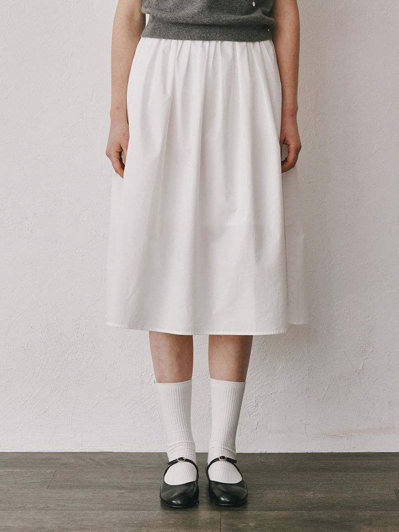 PLAT DU JOUR(プラドゥジュール)の「Shirring cotton skirts (Ivory)(Skirts)」