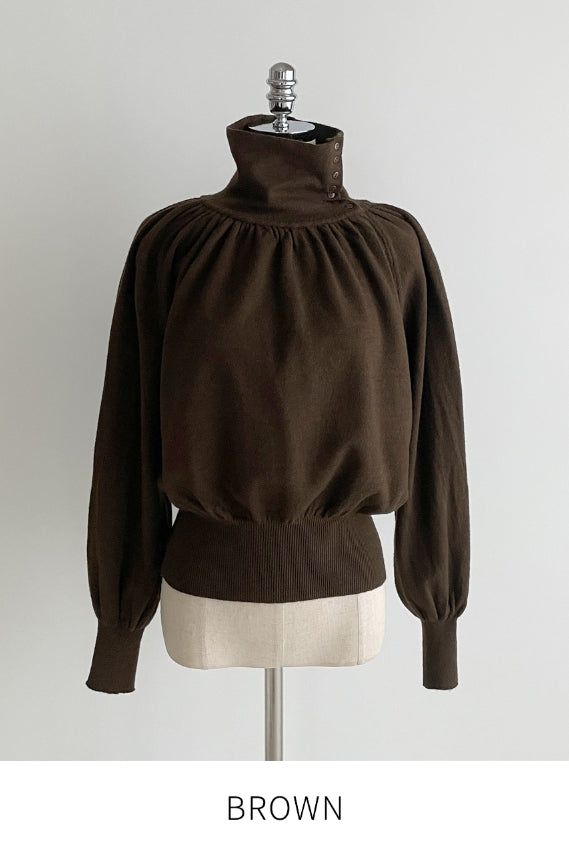 Colb Puff Shirring Button Polar Knit