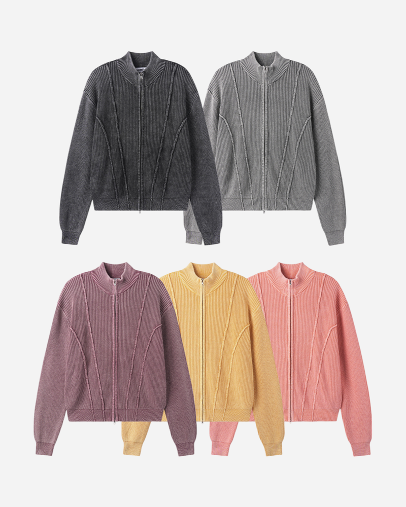 Curve Pigment Knit Zip-Up
