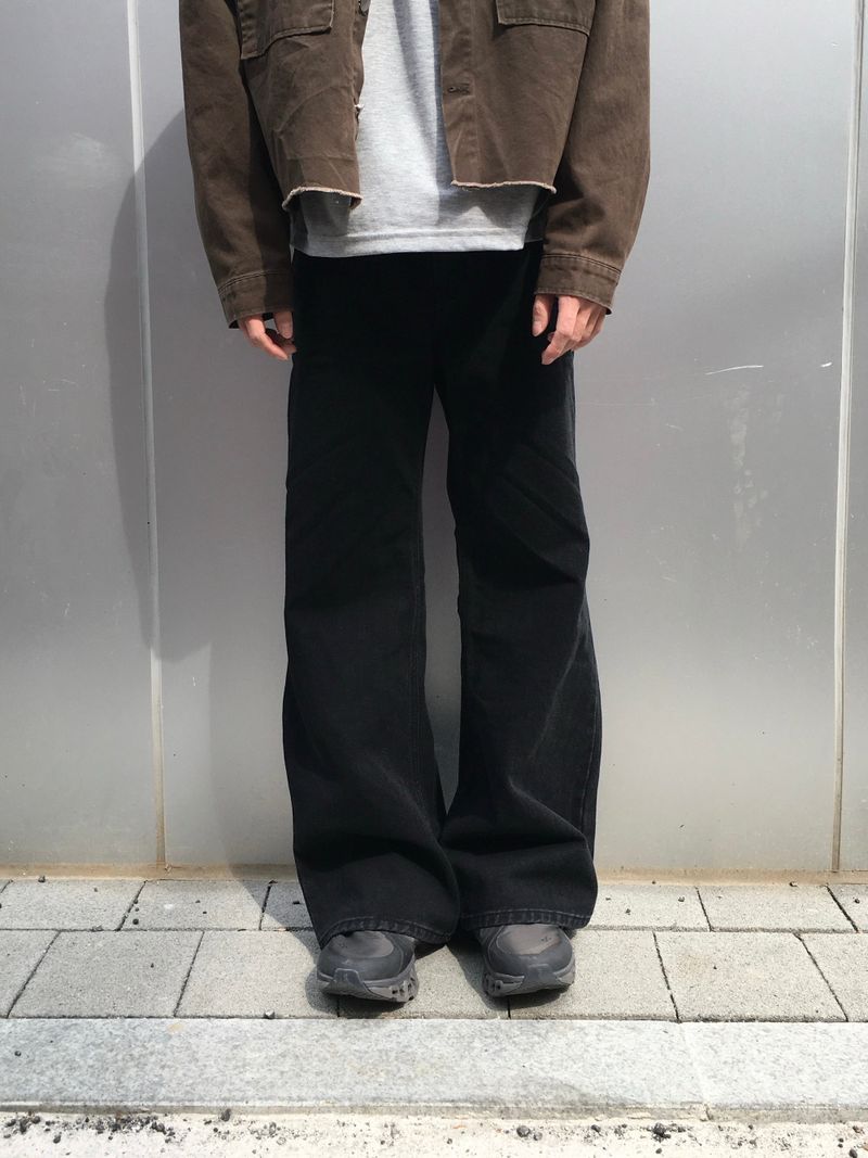Bones black embo flare denim pants
