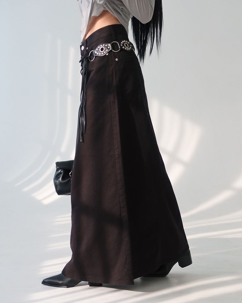 4 color cotton maxi long skirt