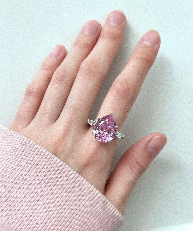 ピンクウォータードロップリング