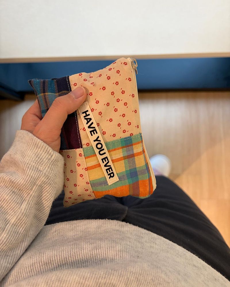Patch work flat pouch