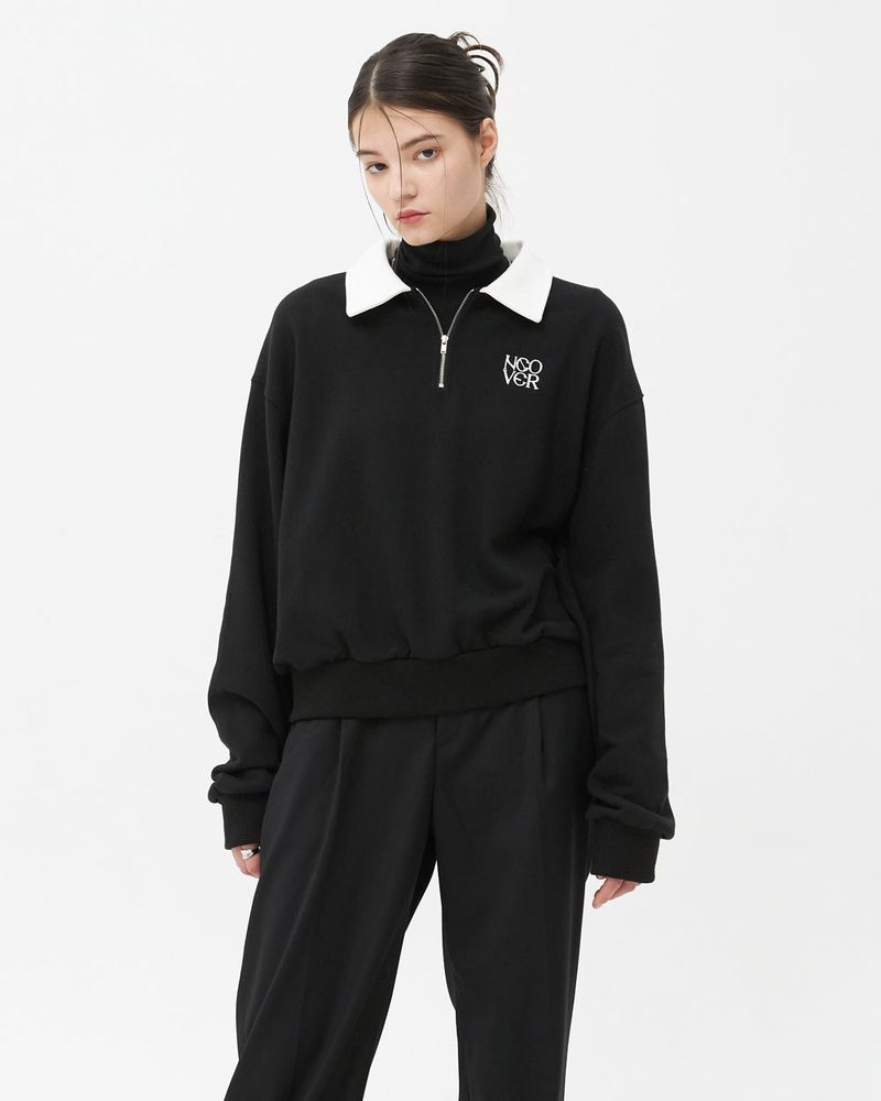 NCOVER(エンカバー)の「TYPO LOGO HALF ZIPUP SWEATSHIRT-BLACK(Tops)」