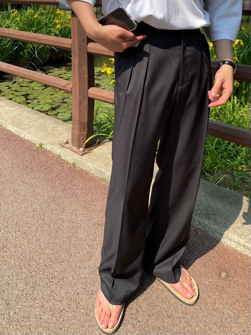  MINE MINMAL TWO TUCK WIDE SLACKS(3COLOR)