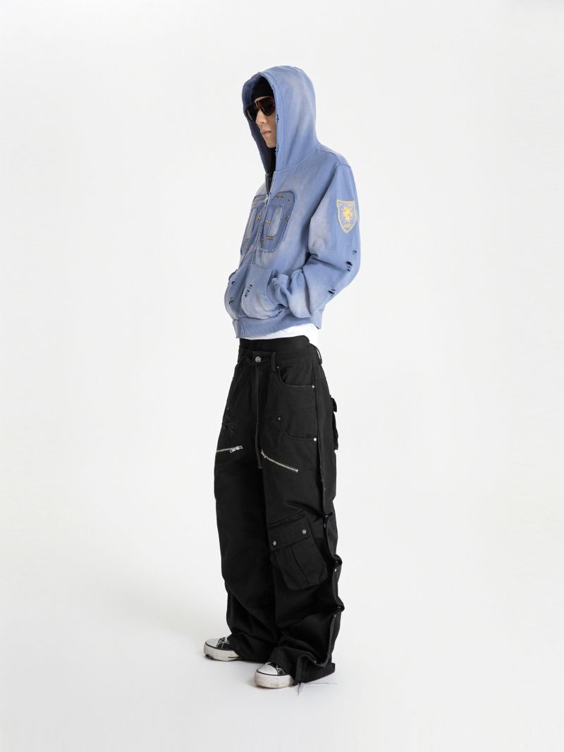 SEXXDEVIL 00 Washed Zip-Up Hoodie