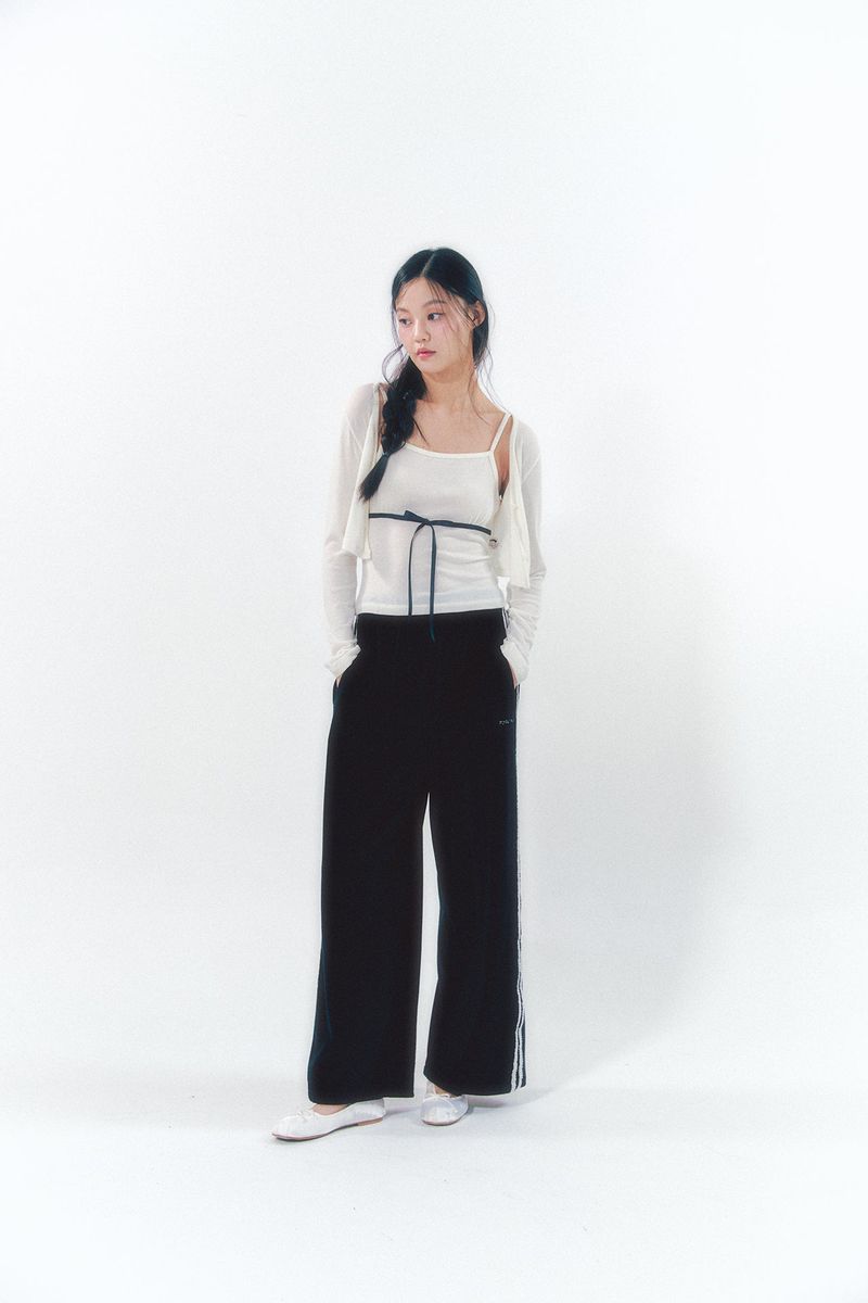 Velvet Lace Track Pants Black