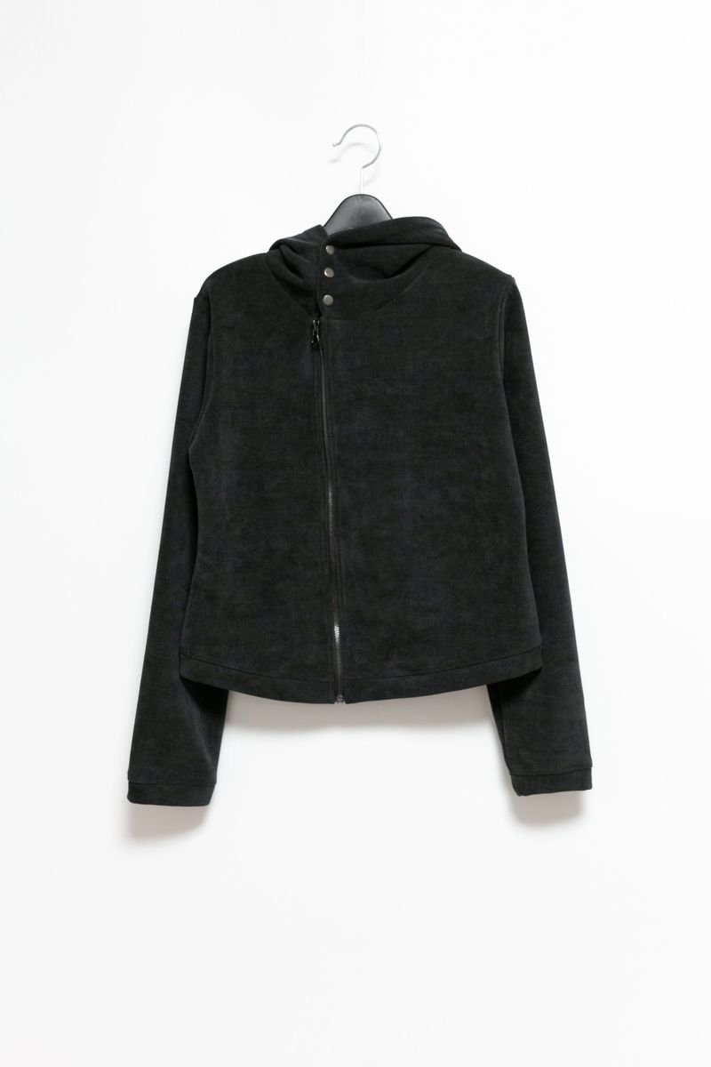 neck 3 Button fluffy hood zip-up(3colors)