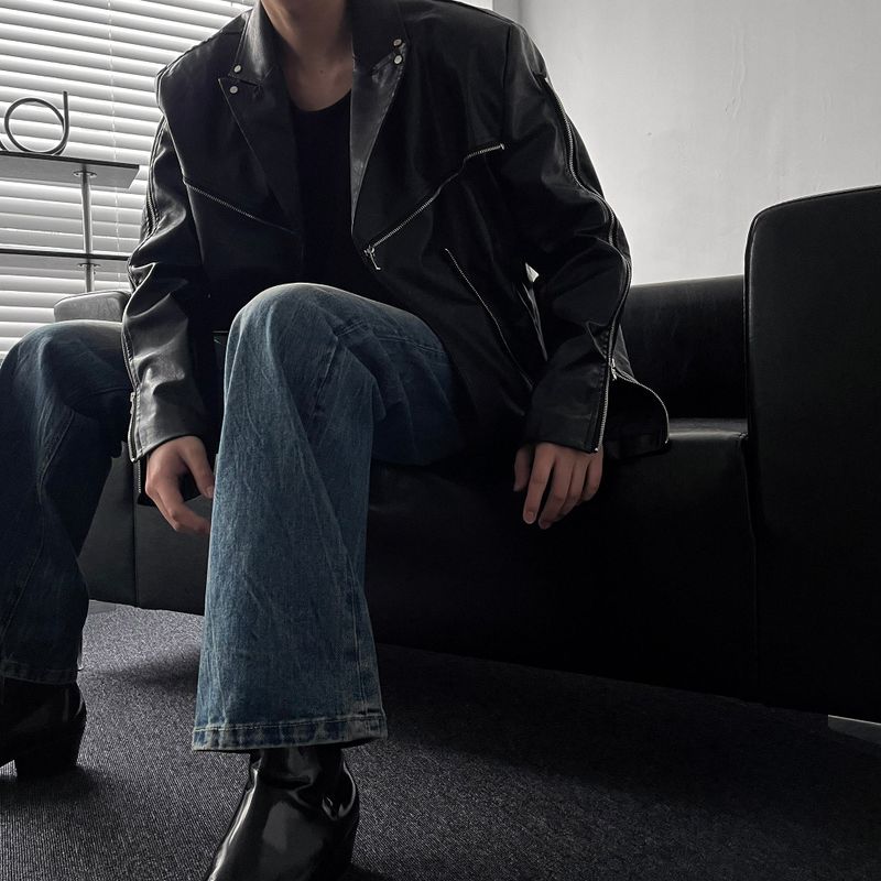 ENOC leather zipper double jacket (2 colors)