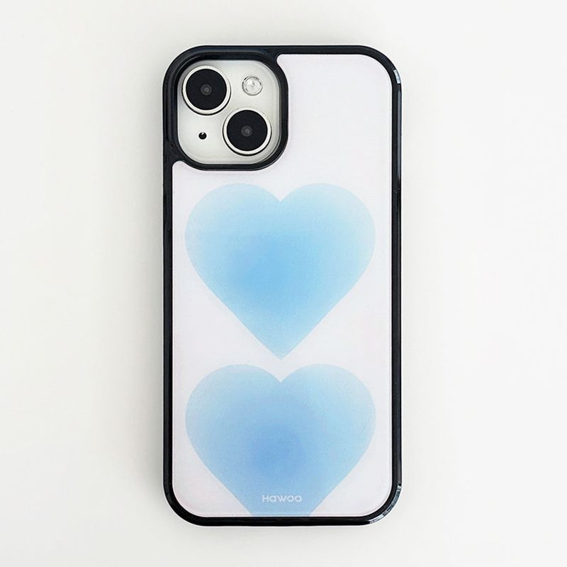 heart glossy glass bumper case (blue)