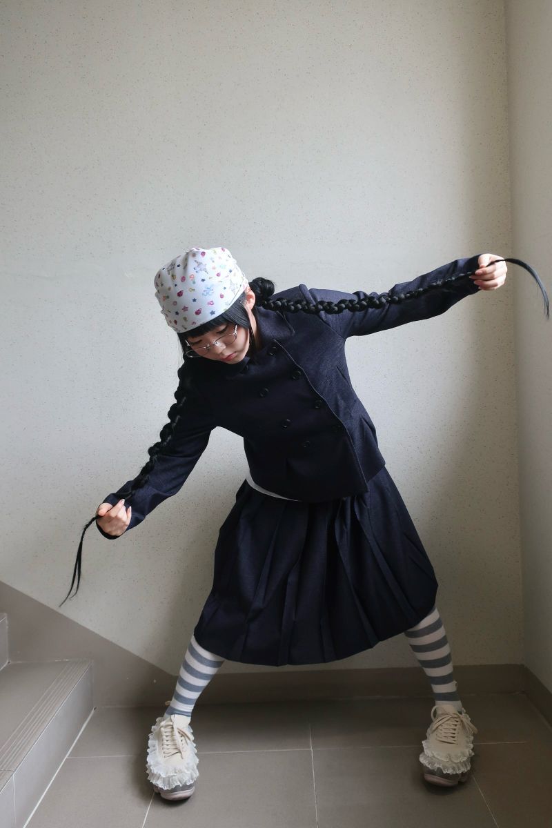 denim pleats skirt