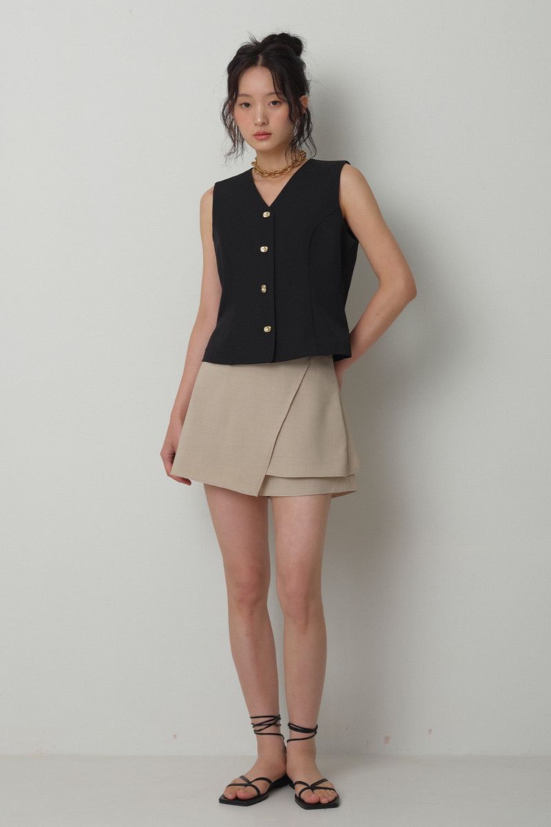 Wrap Skirt Short Pants_Beige