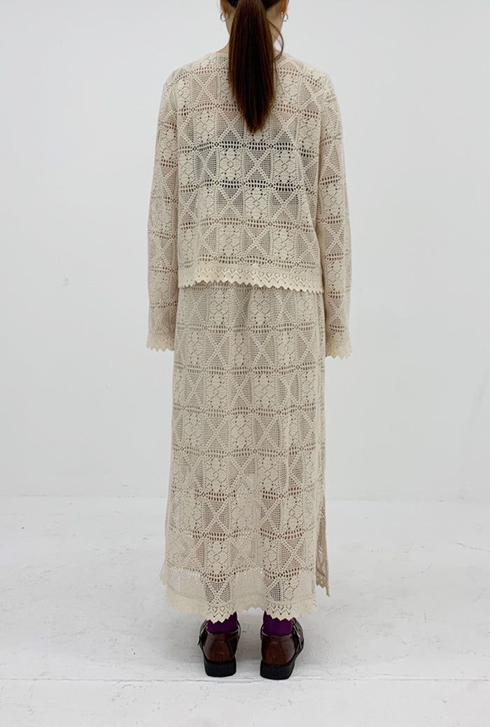 Crochet Lace Skirt (Beige)