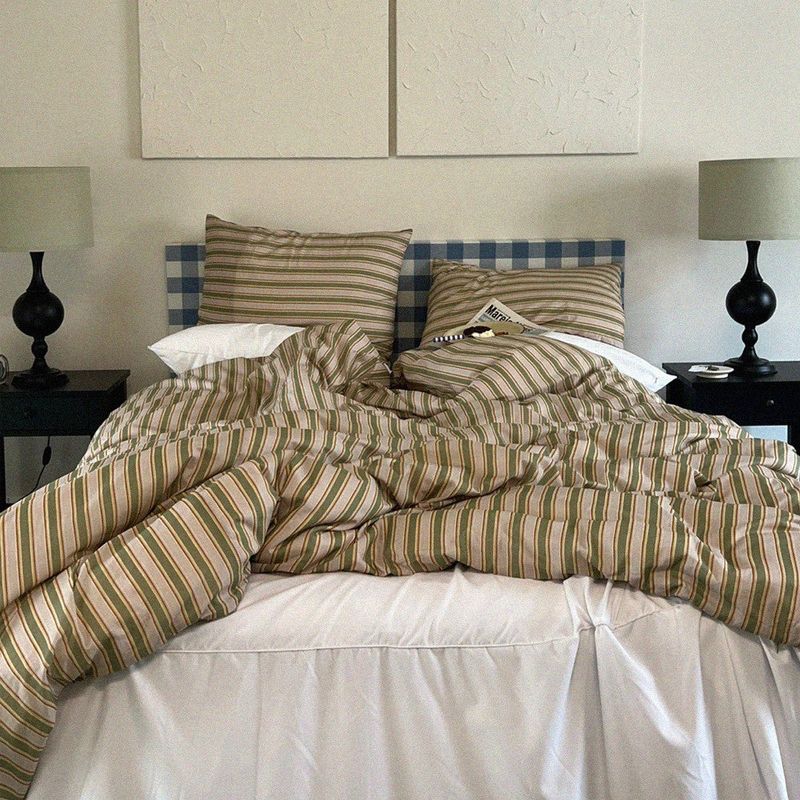museonghwa(ムソンファ)の「woody green stripe duvet cover (S/150x200cm)(Fashion Accessories)」